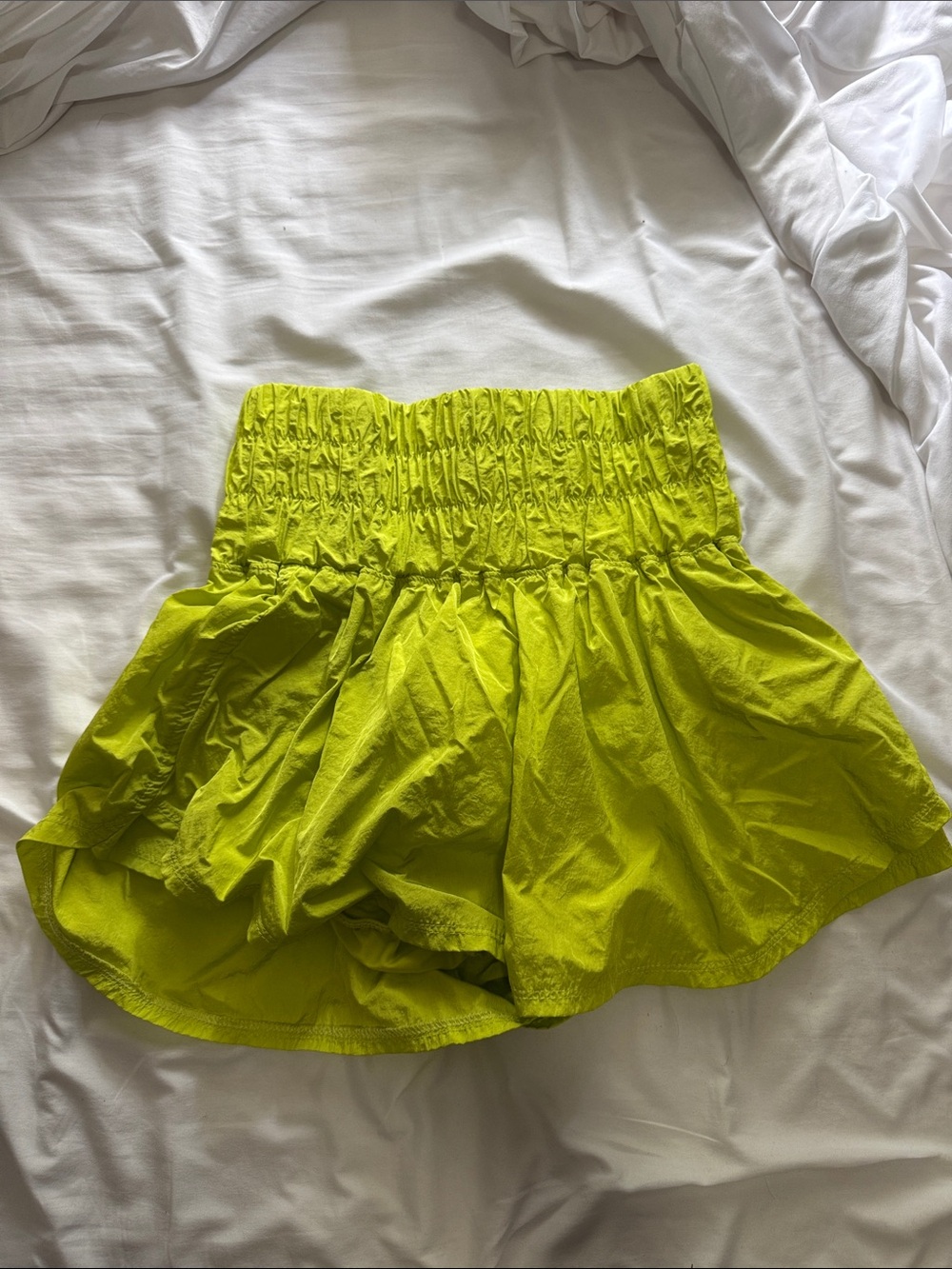 FP Movement by Free People Lime Green High-Waist Smocked Shorts